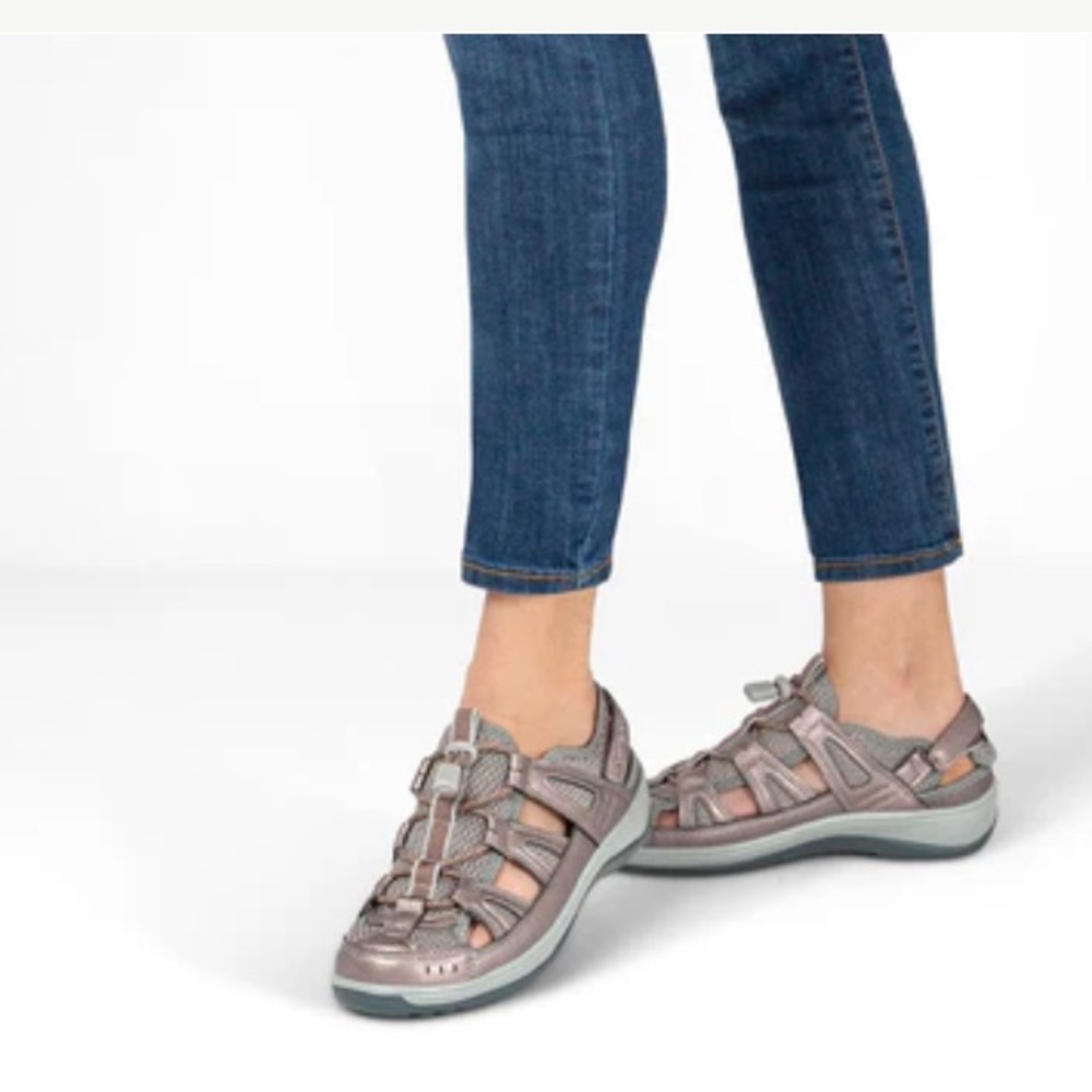 OrthoFeet Verona Women's Gray Heel Strap Sandals 10.5